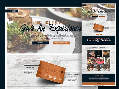 Gift Card Landing Page branding design landing page restaurant typography ui ux web website wood