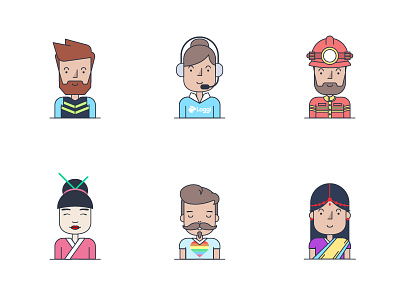 Avatars avatar boy fire firefighter indian japanese loggi men people woman