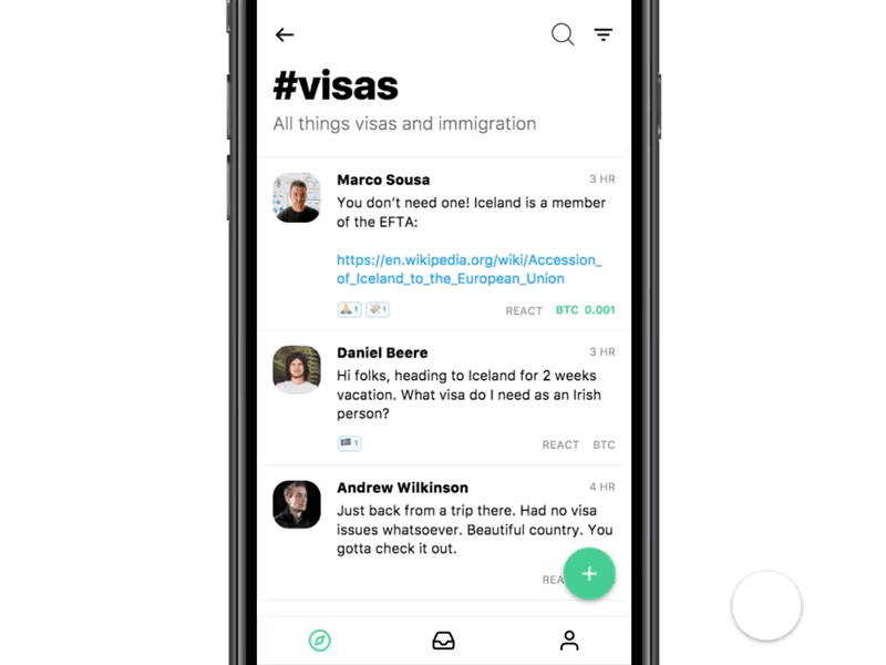 Chat rewards — Prototype bitcoin blockchain channel chat cryptocurrency feed framer help prototype rewards travel visa
