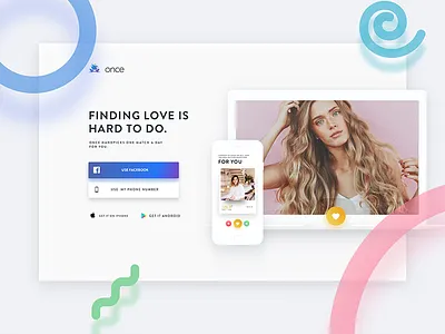 Once web app project android app design homepage ios minimal parallax ui ux website white