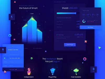 ICO landing page bitcoin blockchain cash crypto currency design ico landing page token web