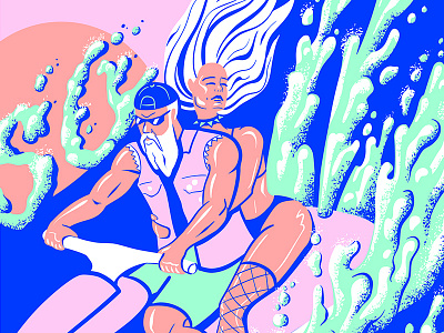 So Wet 80s biker comic fishnets jet ski ocean people punk summer texture tropical water