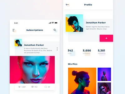 Concept-Pic Social Network App android card ios ios11 iphone x neat network pic red social white