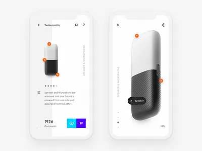 Speaker + Microphone clear concept freestyle microphone minimalist mirrored product simple speaker twelvemonthly ui what if