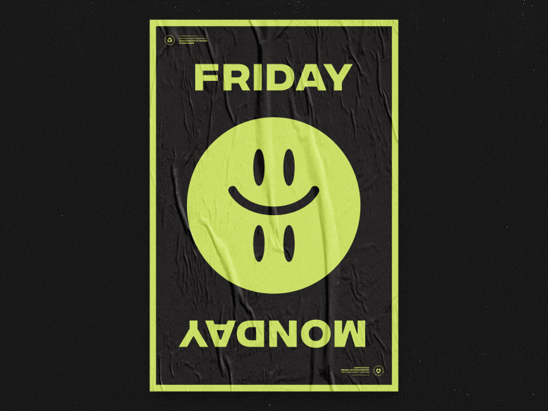 Mondays fridaytexture gif layout monday poster recycle riso spin typography