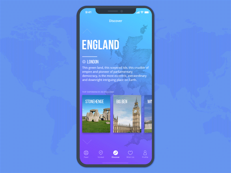 Travel App Animation (Discover the world)