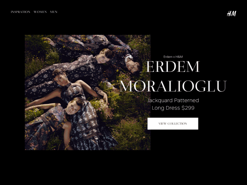 Zara. 3d black dark design motion product slider ui ux zara