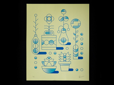 Blue Greenery illustration print