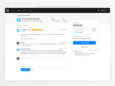 Quote Detail Redesign dashboard detail page marketplace web