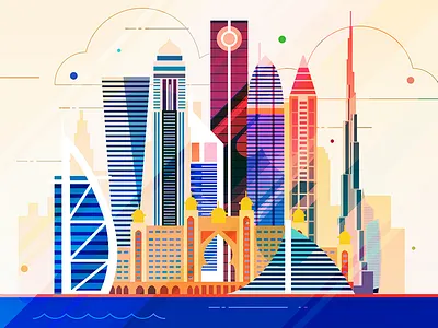 Dubai - infographic element building capital city house illustration metropolis sight skyline skyscraper