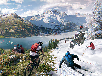 Summer & winter sports activity alps hiking mixed seasons mountain biking mountains nature ski skiing snow snowboarding sport summer winter winter sports