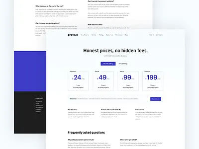 Pricing page exploration branding exploration interface landing page layout light minimal pricing proto.io simple ui