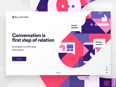 ConvLink Landing Page ai bold chatbot geometric illustration landing typography
