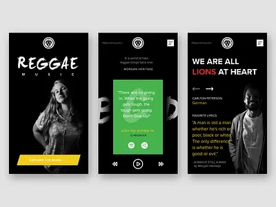 Reggae Music & It's Impact adobe xd black culture design equality lions music photography positive reggae ui ux