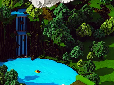 Low Poly Music Festival Poster 3d clouds concert festival floating low poly mind craft music poster stage trees water