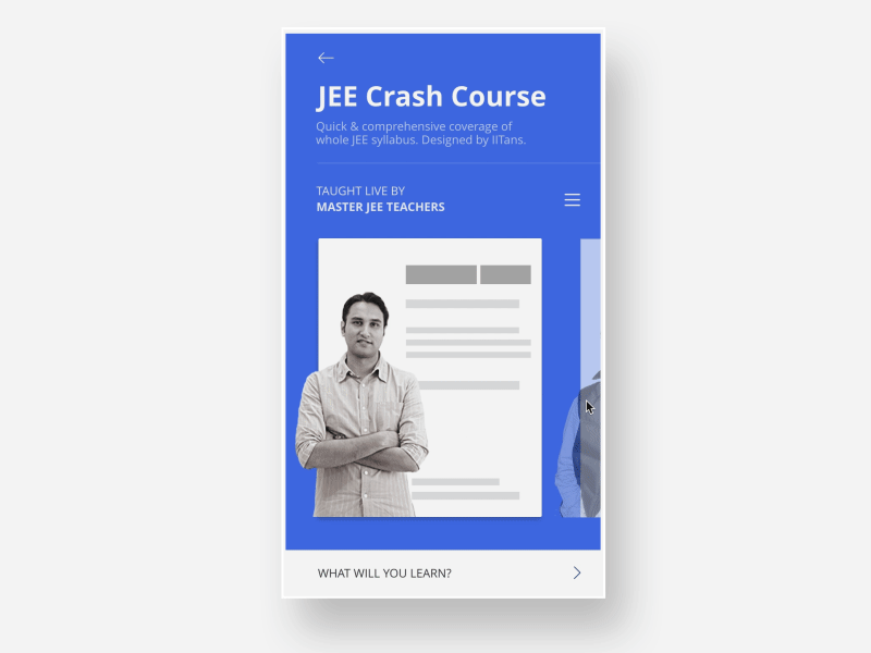 Course Page - wireframe prototype click through education flow mobile navigation ux wireframe