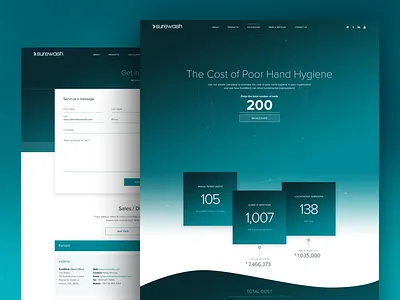 Surewash animation calculator clean design fullscreen mobile responsive ui ux web website