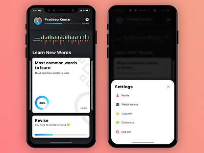 iphone X bottom iphonex layout learn profile settings upgrade words