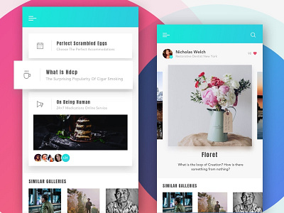 Simple Media Feed - Exploration blue colors design green magenta media photoshop pink screens sketch ui ux