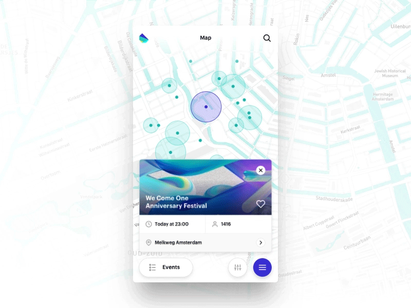 Time to Groove – Map View animation card gif interface ios iphone location map micro interaction mobile ui ux