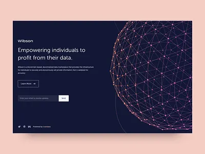 Wibson - Coming Soon Page blue landing pink startup website