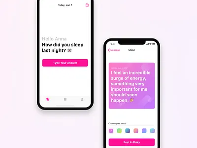 dairy app app cards emoji icons ios iphone message minimal mood ui ux x