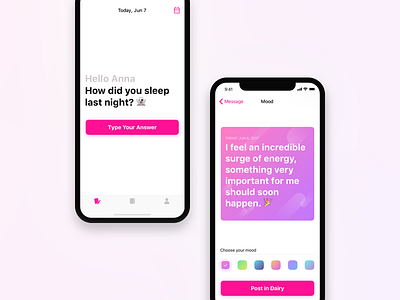 dairy app app cards emoji icons ios iphone message minimal mood ui ux x