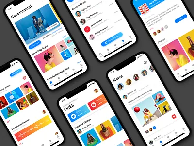 Social applications-4 app blue card social ue ui ux
