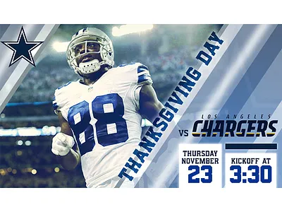 November 23 - Cowboys vs Chargers cowboys dallas football gameday graphic design sports design