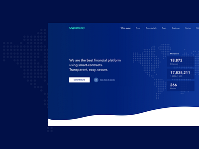 Cryptomoney - landing bitcoin crypto ethereum fintech ico landing tokens ui ux web design