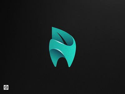 Herba Dent logo abstract blue dental graphic herba idea leaf logo simple tooth
