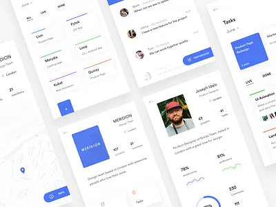 Team app app blue chat clean discover minimal mobile profile task team white