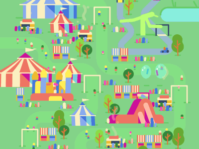 Carnival 2d animated animation bouncy carnival castle gif loop run slides tents