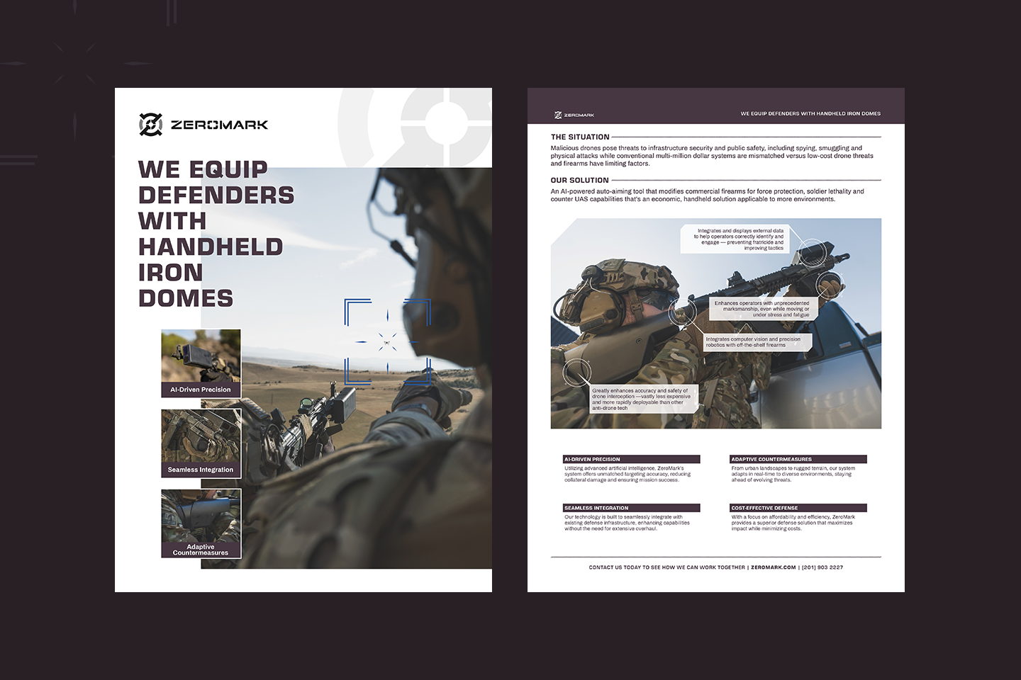 Zeromark // Slick Sheet brand brand design branding defense design layout military one pager pdf tech technical