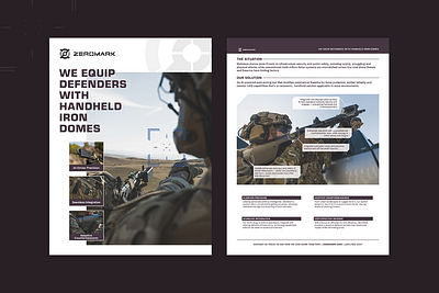 Zeromark // Slick Sheet brand brand design branding defense design layout military one pager pdf tech technical