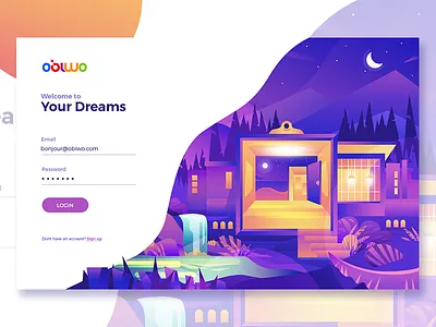 Login Page for Obiwo design flat gradient illustration interface landing login redesign register sign in sign up web