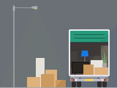Lorry Illustration flat home house illustration lorry move moving nested removal truck