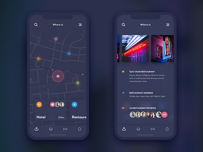 Where.is - Mobile Application_ app blur clean colours dark digital gradient location map mobile pin x