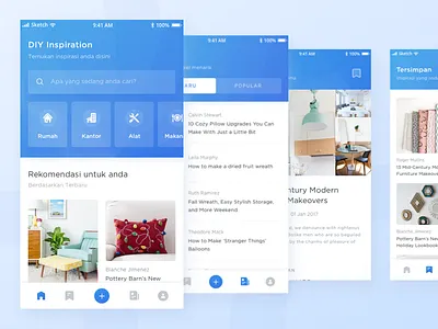 DIY Inspiration App app blog bookmark decoration discover diy home inspiration masonry ui ux