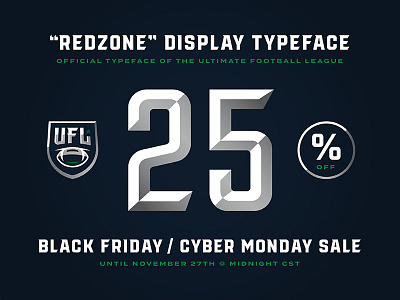"Redzone" 25% off black friday cyber monday designtypography discount font typefacetype