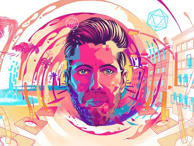 Mind Games bold buildings digital eyes face graphic hair palms portrait swirl trippy