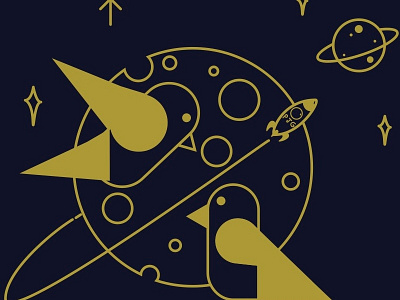 Phoebe Lettering bird illustration lettering moon space vector