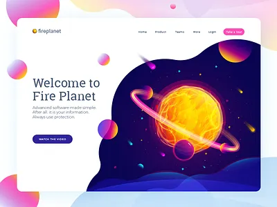 Fire Planet color fantastic planet header illustration planet space sun website
