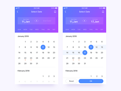 Calendar app gradient ui ux