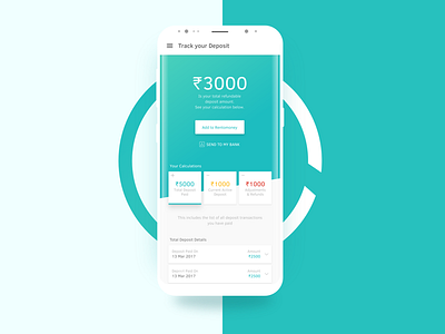 Deposit Automation android app application business deposit automation design flat mockup rohit bind teal ui ux