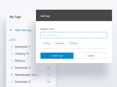 Tag modal product ui web