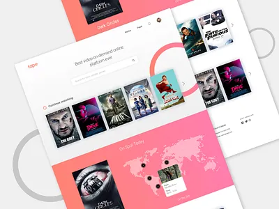 Home page of Tapenet design guide home movies net page platform search tape tv show video web