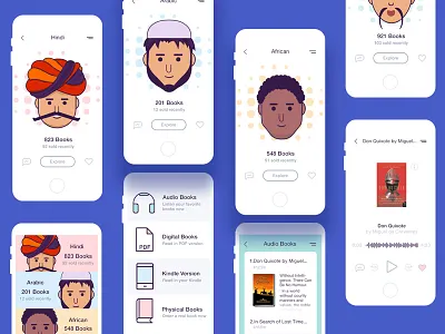 Book Reading App design app audio book app avatar book app character clean mobile app ui
