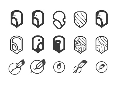 Logo process bird brand crest farm feather icon illustration logo nature seal