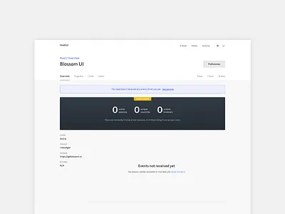 Feed dashboard v2 analytics dashboard empty feedlist interface layout light minimal panel ui